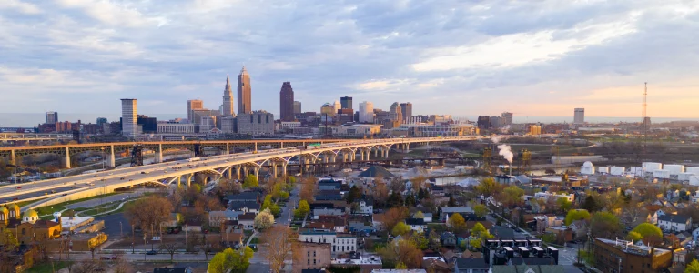 Cleveland Ohio Skyline With Bridge