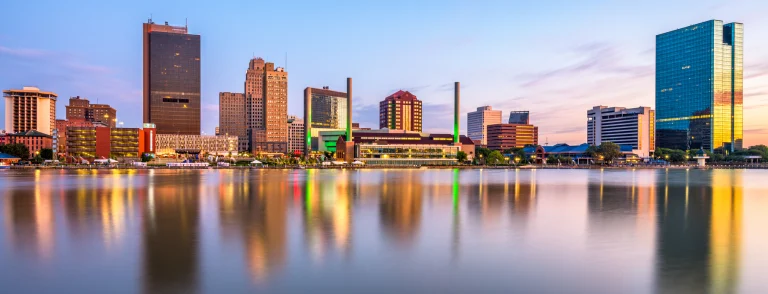 Toledo Ohio Skyline From The River