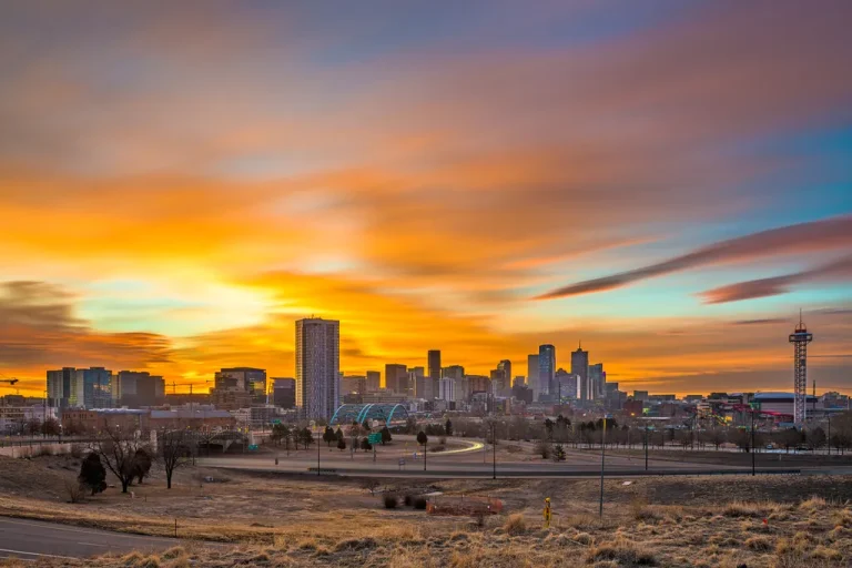 Denver, Colorado Skyline At Sunset